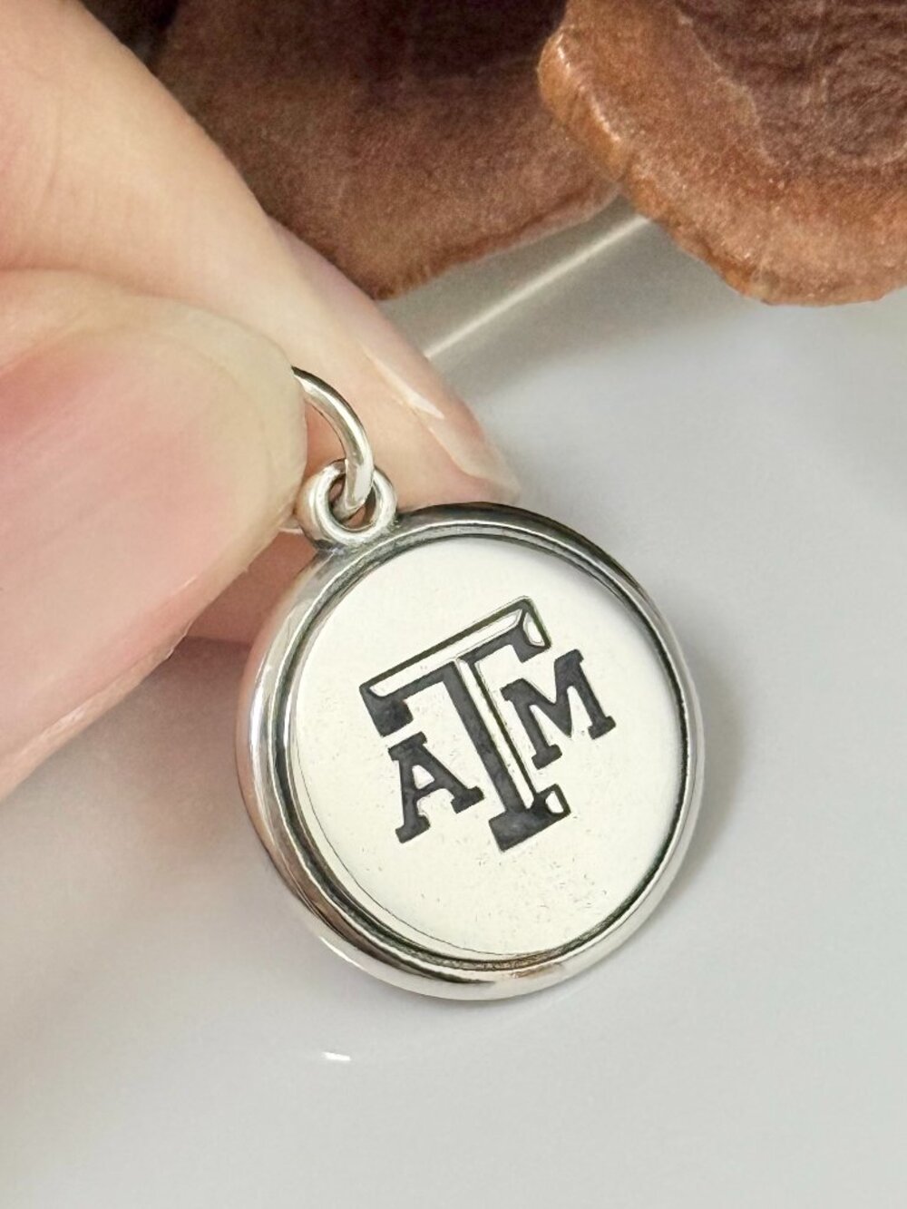 Texas A&M University Disc Charm Sterling Silver Dangle